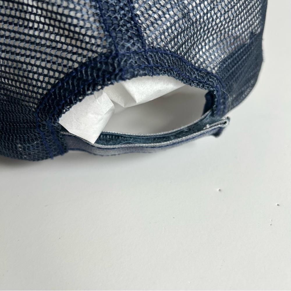 Distressed Blue Baseball Hat With Embroidered Pin… - image 3